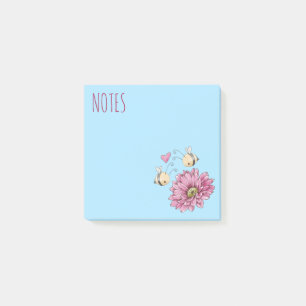 Cute Bees Flower Post-It Notes