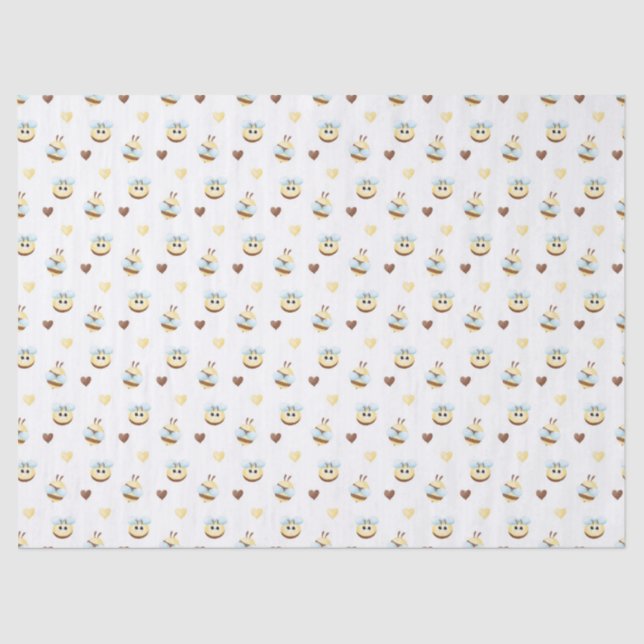 Cute Bees & Hearts Gift Wrapping Paper (Front)