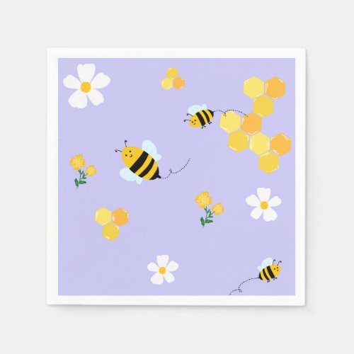 Cute Bees & Honeycomb Garden Pattern Napkins