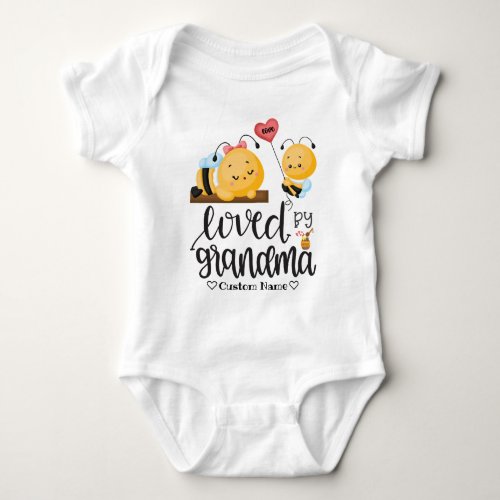 Cute Bees _ Loved by Grandma  Grandchild Gift Baby Bodysuit