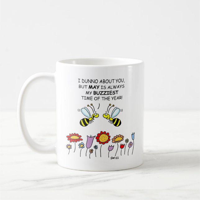 Cute Bees & May Flowers Gardener Mom 2-Sided  Coffee Mug (Left)