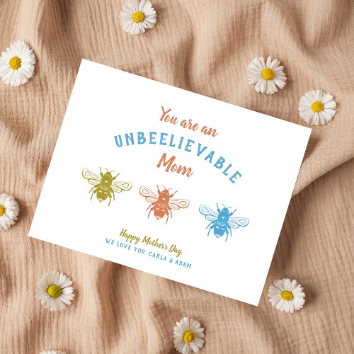 Cute Bees Mothers Day Holiday Card