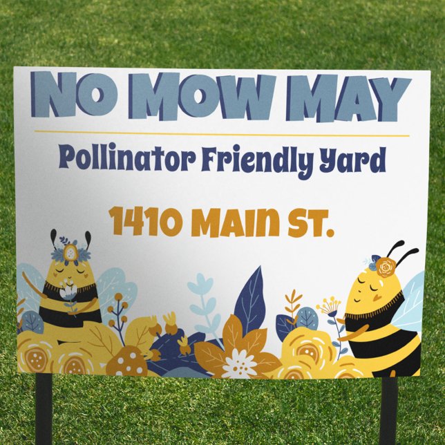 Cute Bees No Mow May Pollinator Friendly Yard  Sign (Creator Uploaded)