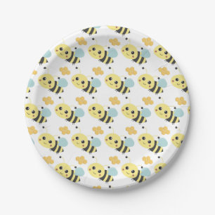 Cute Bees Pattern Adorable Bee-Themed Party Paper Plates