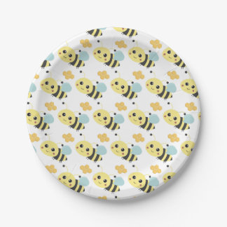 Cute Bees Pattern Adorable Bee-Themed Party Paper Plates