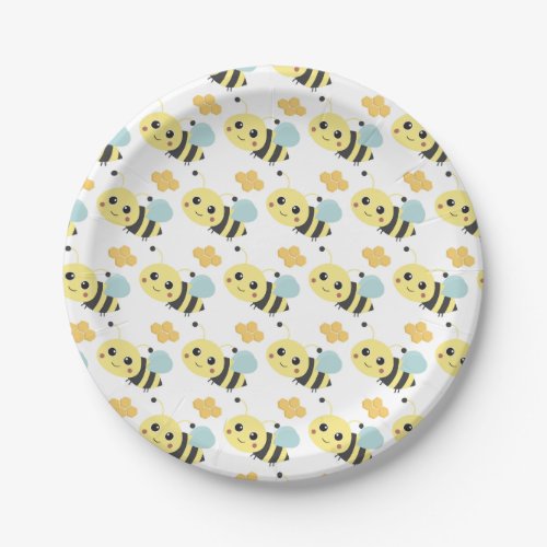 Cute Bees Pattern Adorable Bee_Themed Party Paper Plates