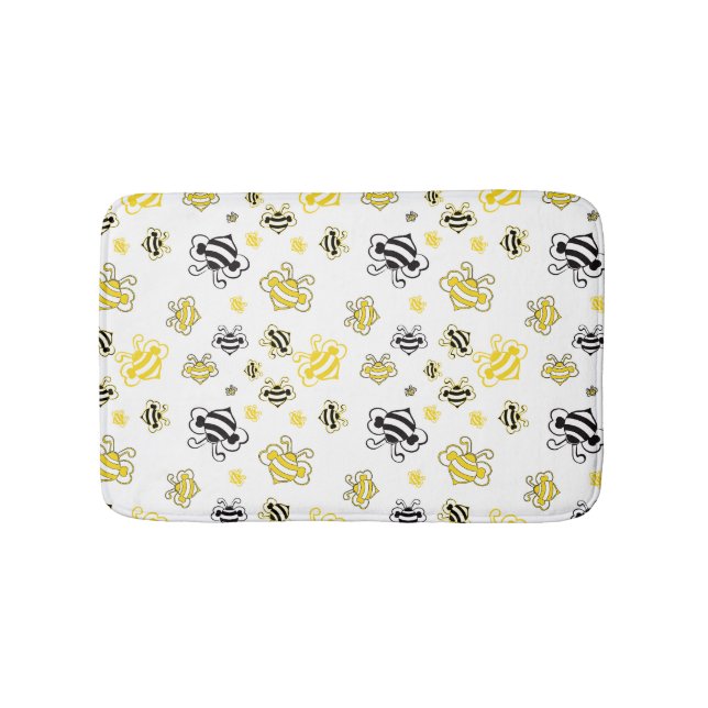 Cute Bees Pattern Bath Mat | Honey Bee Bathroom (Front)