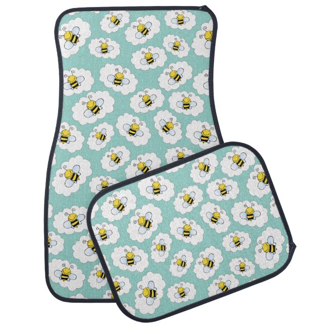 Cute Bees Pattern car floor mats (Set)