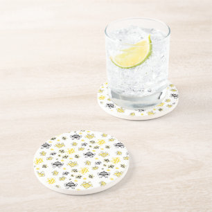 Cute Bees Pattern Coaster Honey Bee Nature Table