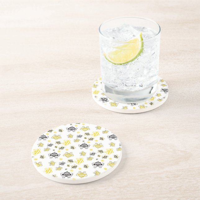 Cute Bees Pattern Coaster | Honey Bee Nature Table (Side)