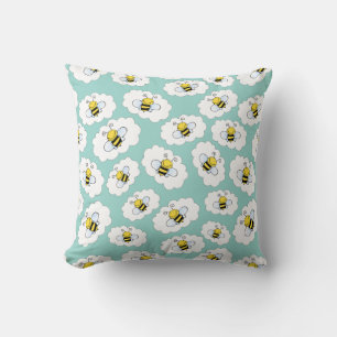 Cute Bees Pattern throw pillows