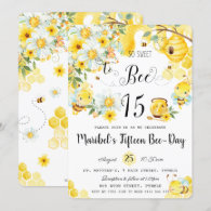 Cute Bees So Sweet to Bee 15 Birthday Quinceanera Invitation