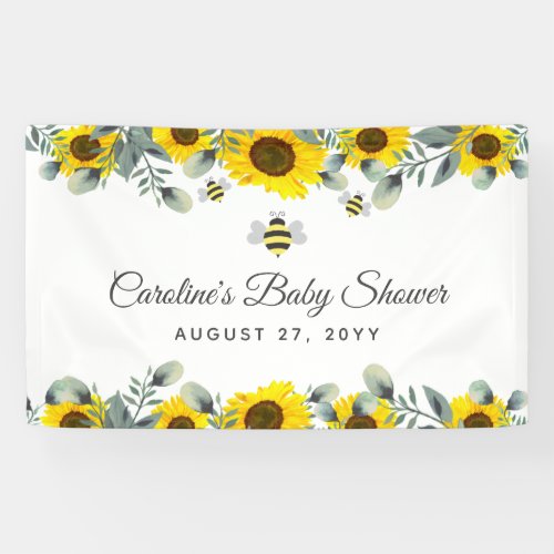 Cute Bees  Sunflowers Eucalyptus Baby Shower Sign