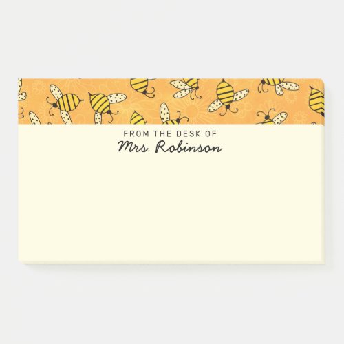 Cute Bees Teacher From the Desk of 10x6 Post_it Notes