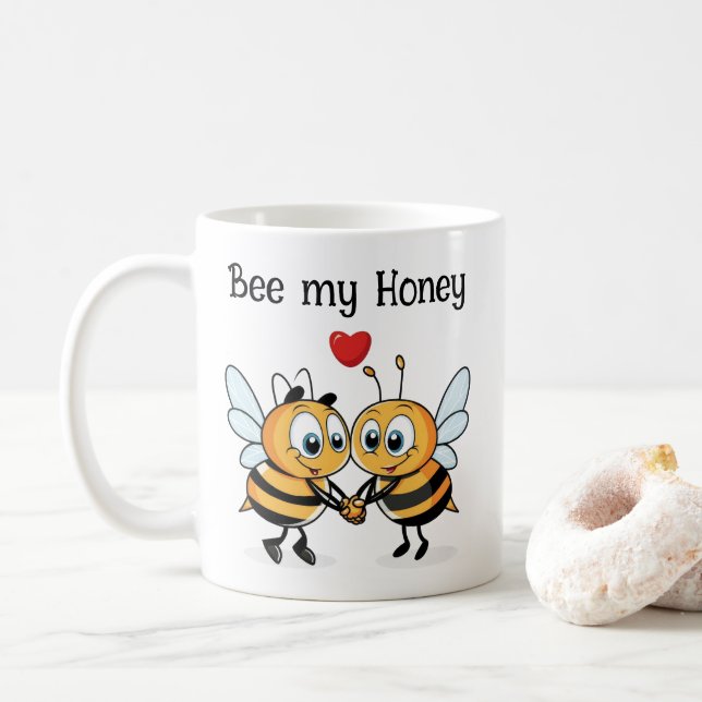 Cute Bees Valentine Coffee Mug (With Donut)