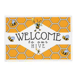 Cute Bees Welcome to Our Hive Laminated Placemat