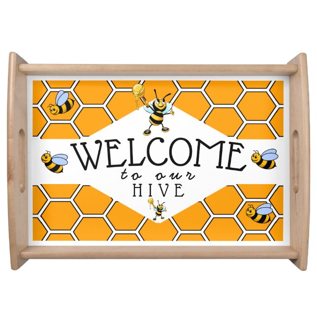 Cute Bees Welcome To Our Hive  Serving Tray (Front)