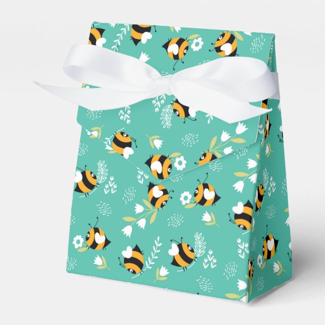 Cute bees with flowers favor boxes (Front Side)