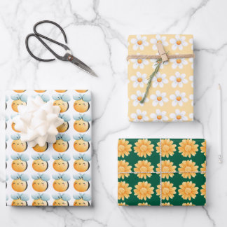 Cute bees wrapping paper. Gift wrapping.  Paper Sheets