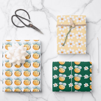 Cute bees wrapping paper. Gift wrapping.  Wrapping Paper Sheets