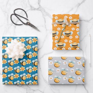 Cute bees wrapping paper. Gift wrapping. Wrapping Paper Sheets