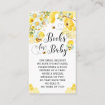 Cute Bees Yellow Floral Baby Shower Books for Baby Enclosure Card