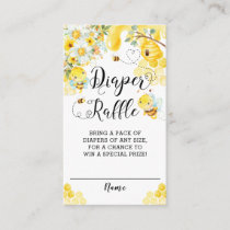 Cute Bees Yellow Floral Baby Shower Diaper Raffle Enclosure Card