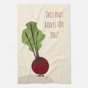 Cute Beet Cartoon Encouragement Kitchen Towels
