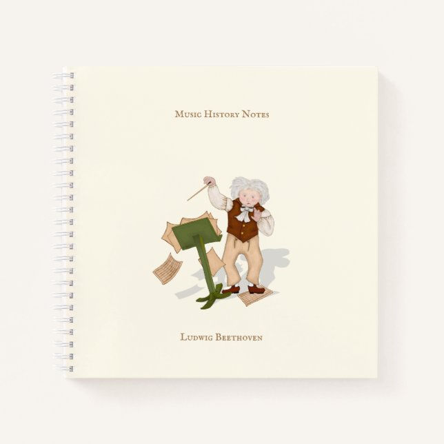 Cute Beethoven Portrait Musician's Personalized Notebook (Front)