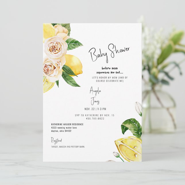 Cute Before Mom Squeezes Me Out Baby Shower  Invitation (Standing Front)