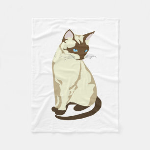 CUTE BEIGE AND BROWN CAT WITH BLUE EYES FLEECE BLANKET