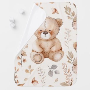 Cute Beige Baby Bear Baby Blanket