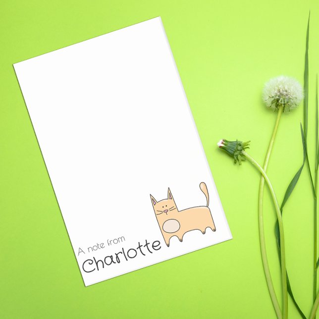 Cute beige cartoon cat name post-it notes (Creator Uploaded)