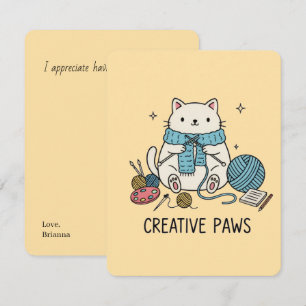 Cute Beige Cat Knitter Yellow Vibes Hobby Supplies Note Card