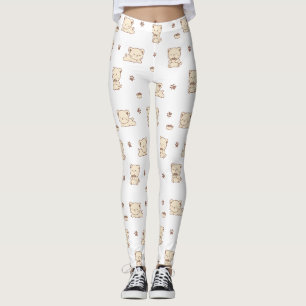 Cute Beige Cat Pattern (2) Leggings