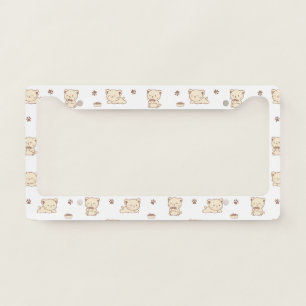 Cute Beige Cat Pattern (2) License Plate Frame