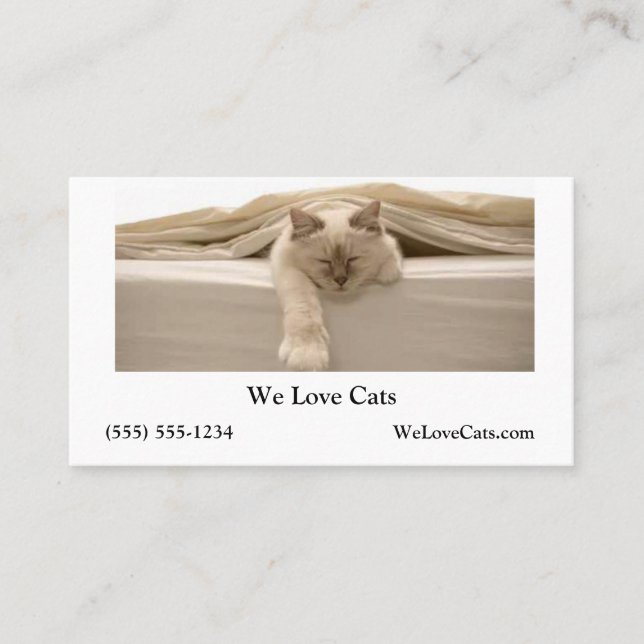 Cute Beige Cat Sleeping On Beige Bed Business Card (Front)