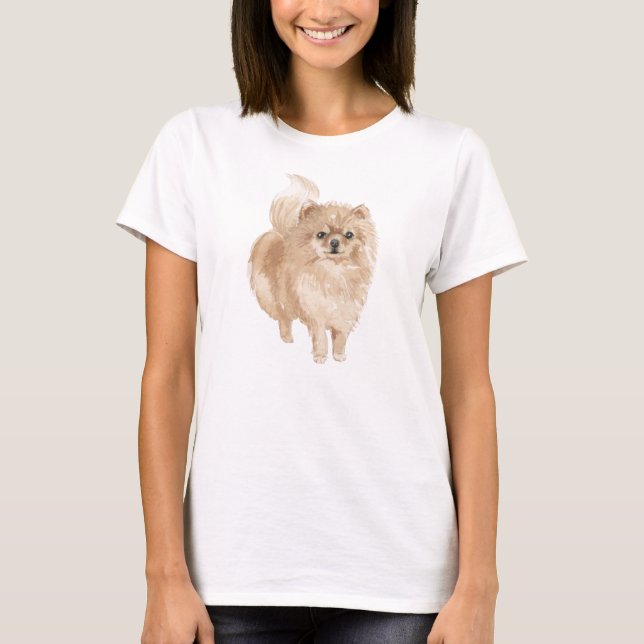 Cute beige color Pomeranian  T-Shirt (Front)
