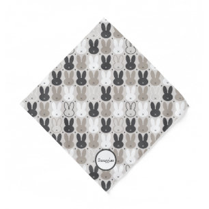 Cute Beige Gray Rabbit Pattern Bandana