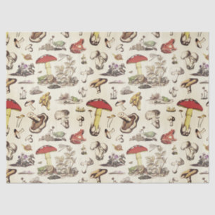 Cute Beige Mushroom Frog Snail Forest Pattern Tissue Paper