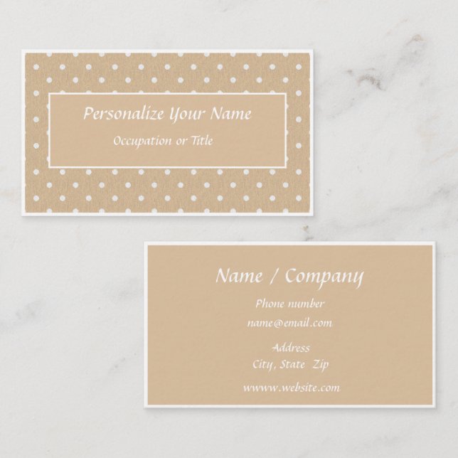 Cute Beige Polka Dot Chic Mod Business Card (Front/Back)