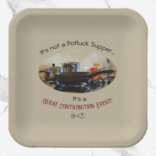 Cute Beige Potluck Supper Paper Plates (Creator Uploaded)