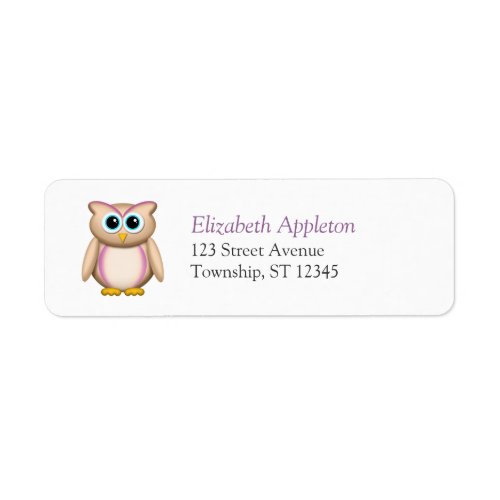 Cute Beige  Purple Owl _ Return Address Labels