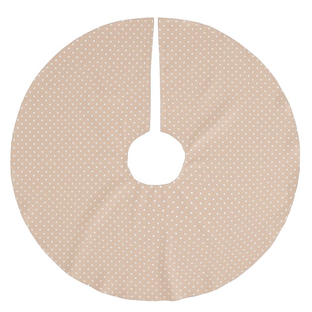 Cute beige tan and white polka dot pattern stylish brushed polyester tree skirt (Front)