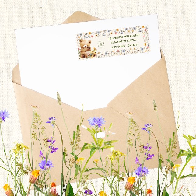 Cute Beige Teddy Baby Shower Envelope Address Labe Label (Creator Uploaded)