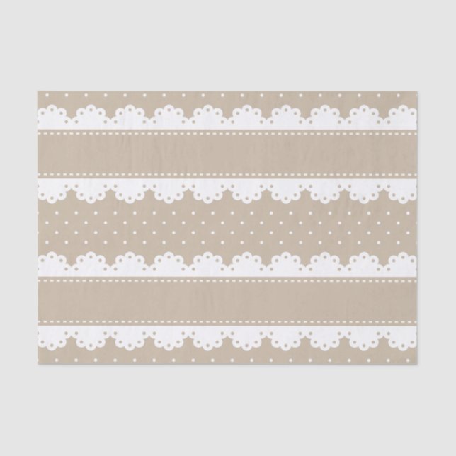 Cute Beige White Polka Dot Lace Pattern Tissue Paper (Front)