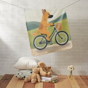 Cute Belgian Malinois Puppy Bicycle Pastel Baby Blanket