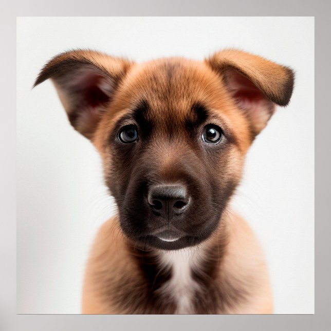 Cute Belgian Malinois Puppy Dog Portrait Poster (Front)
