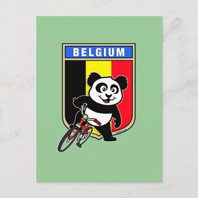 Cute Belgium Cycling Panda Postcard (Front)