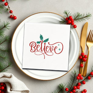 Cute 'Believe' Christmas Napkins
